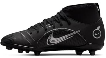 Nike Jr. Mercurial Superfly 8 Club MG, Little/Big Kids' Multi-Ground Soccer Cleats, Black/Metallic Silver-Medium Ash, 38.5 EU