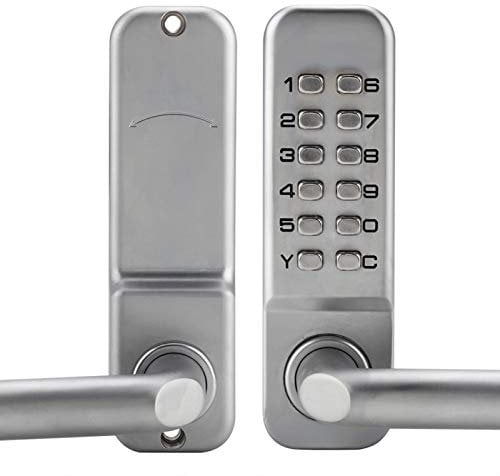 BORDSTRACT Keyless Entry Door Lock, 1-11 Digits Combination Mechanical Keypad Lock with Handle, Coded Door Lock for Home, Office, Garage Silver