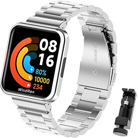 WindRen Cinturino Compatibile per Xiaomi/Redmi Watch 2 Lite Cinturini Metallo Redmi Watch 2 Lite in Acciaio Inossidabile di Ricambio Braccialetto da Polso Sostitutivo Bracciale per Xiaomi Watch 2 Lite