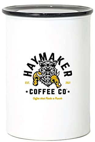 HAYMAKER Airscape Coffee Storage Canister, Stainless Steel, BPA Free, 64 Oz. (Chalk)