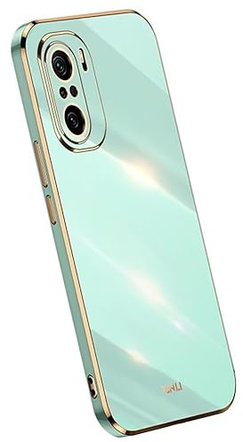Topme Silicone Case for POCO F3 / POCO F3 5G / Xiaomi MI 11i (6.67 Inches), [gold Edge Style Phone Case] - Green