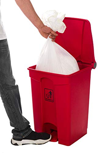 Curvaso Premium 45L Red Plastic Pedal Bin Step On Household Kitchen Medical Commercial School Use Large Disposal Recycling Utility Waste Trash Can Colour Dustbin