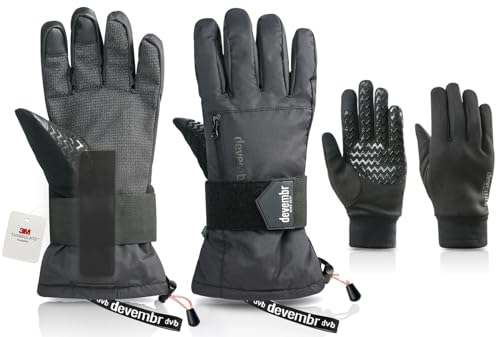 devembr Advanced Ski-Handschuhe mit Handgelenkschutz und Herausnehmbarem Innenfutter, S