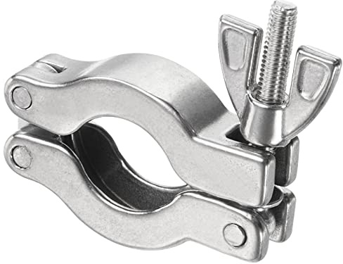 PATIKIL KF-16 Vakuum Klemme Haltbare Doppelstift Schlauch Klemme Silber | 1Pack, 304 Edelstahl, mit Spannmutter, für Klemmring