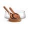 KITEISCAT Ensemble de saladiers en verre extra large - Saladiers pour fête avec base en bois d'acacia et ustensiles de service à salade - Élégant et pratique - Indispensable pour la cuisine