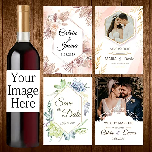 Lot de 40 étiquettes autocollantes personnalisées pour bouteille de vin de mariage, fiançailles, fête d'anniversaire, remise de diplôme, fête de mariée (9 x 12,7 cm)