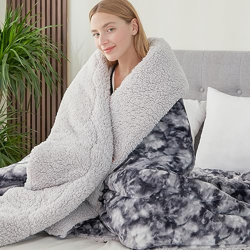 CHOSHOME Kuscheldecke Flauschig 220x240CM Warm Sherpa Decke Kunstfelldecke Dicke Super Weiche Mikrofaser Sofadecke Warme Decke Geschenke für Frauen Kuscheldecke Dunkelgrau