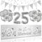 Silberhochzeit Deko, 25 Jahre Silberhochzeit Luftballons, Lang 25 Silber Hintergrund Banner Girlande für Silberne Hochzeit 25. Hochzeitstag Deko