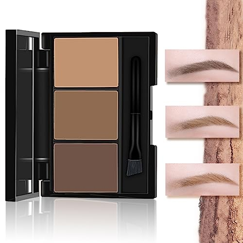 Augenbrauenpuder für Augenbrauentönung, dreifarbiges Augenbrauen-Set, natürliche Stereo-Augenbrauen-Palette, multifunktionales Make-up-Puder für Augenbrauen, Lidschatten, Nasenschatten und Konturen,