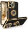 DOMAVER Case for Compatible with iPhone 15 Pro Max with 360° Ring Holder, Shockproof Slim Kickstand Magnetic Support Car Mount Non-Slip Protective Phone Case for iPhone 15 Pro Max 6.7, Black/Gold