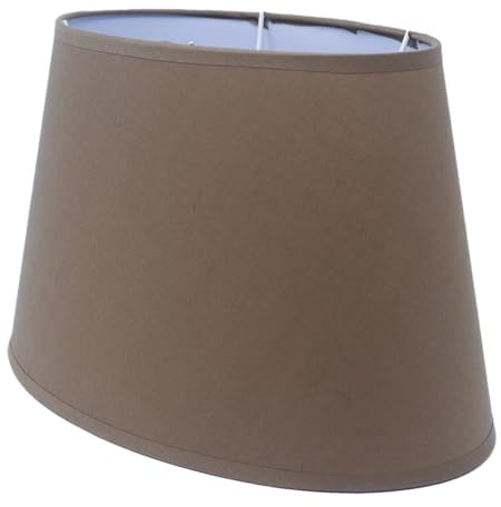 Lampenschirm Stofflampenschirm in Leinenoptik Oval für E14/E27 Fassung H 22 (braun)
