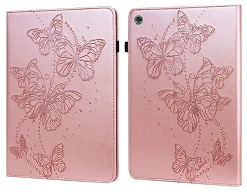 Custodia per tablet Huawei MediaPad M5 Lite 10 pollici con motivo a farfalla in rilievo orizzontale in pelle custodia per tablet