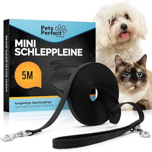 Pets Perfect Schleppleine 5m - Ultraleichte Schleppleine für kleine Hunde und Katzen - Katzenleine - Perfekte Laufleine für Hunde, Katzen und Welpen (5M)