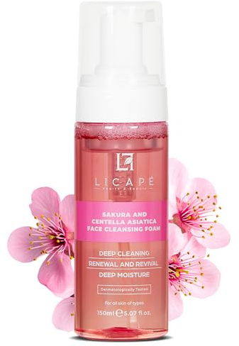 Licape® Reinigungsschaum Gesicht | 150 ml | Gesichtsreinigung und Cleanser für empfindliche Haut und alle Hauttypen, entfernt Sebum und Make-up | reinigt feuchtigkeitsspendend ohne auszutrocknen