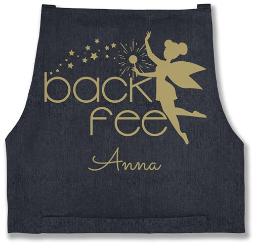 Schürze - Backschürze Damen Frauen - Back Fee I Backfee I Geschenk Backen I Hobbybäckerin - 85x69 - Jeans Blau - personalisierte geschenke bäckerschürze gift baking bäcker kochschürzen