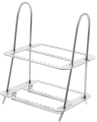 Gatuida Stainless Steel Staining Rack for Slides Microscope Slide Holder for Research Experiments Lightweight Compact Design