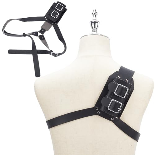 nbeads Retro Waffenhalter aus PU-Kunstleder mit 136cm langem Gurt, Schwarze Rückenhalterung für Schwerter, passend für Halloween, Rollenspiele und Cosplay-Kostümrequisiten