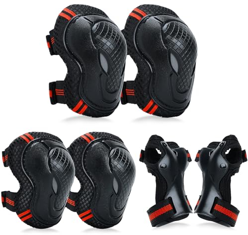 YooxArmor Protecciones Patines Niña,Rodilleras Coderas y Muñequeras Set para Patinaje Ciclismo Monopatín Bicicleta Skate Juego de 6 Protectores de Rodillos para 3-8 Niño
