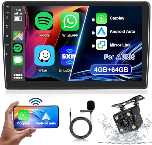 5G-WiFi [4G+64G] Android 13 Car Radio 2 DIN for t-oyota Auris2006 2007 2008 2009 2010 2011with Wireless Carplay Car Navigation GPS 9 Inch Touchscreen Car Radio with FM Radio Bluetooth USB Mirror Link