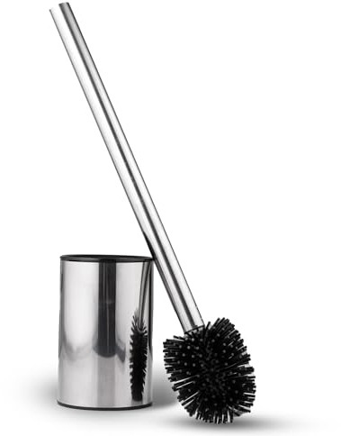 Balai Toilette WC,Balayette WC avec Porte-Balai en Acier Inoxydable, Brosse Toilettes WC Silicone,Brosse de Toilette,Brosse WCForme Club de Golf avec Porte-Brosse INOX