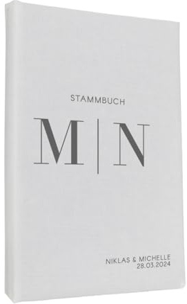 Hochzeitideal Stammbuch der Familie 'Luna' Nr. 310 inkl. Personalisierung (Weiß, Klassisch mit 6-Fach Ringmechanik)