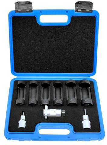 KOCAN Stoßdämpfer-Werkzeug,9-teiliger Stoßdämpfer-Werkzeugsatz, 16 mm, 18 mm, 19 mm, 21 mm, 22 mm, 24 mm Federbeinmutter-Steckschlüssel mit 12-Punkt-1/2-Zoll-Antrieb, Federbein-Spreizschlüssel