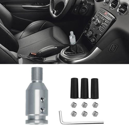 deemars Auto Universal-Schaltknauf-Adapter, Aluminium-Legierung Schaltknauf Adapter, Auto Interieur Zubehör Schaltknauf Boot Retainer Gear Stick Connector für Non-Threaded Manual Gear (Silber)