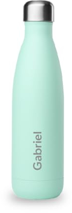 Qwetch - Bouteille Personnalisée Isotherme 500ml Pastel - Gourde Nomade Inox Recyclé - 24h Froid et 12h Chaud - Etanche, Sans BPA & Réutilisable (Vert)