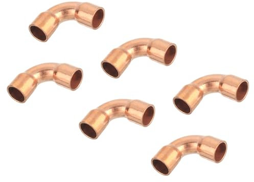 QUARKZMAN 6 Pezzi 8mm 90 Gradi Raccordi per Tubo Tubazioni in Rame a Gomito Corto con Connessione a Saldatura Sudore per Impianti Idraulici, 22x22mm