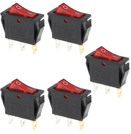 OTOTEC Interruttore ON/OFF a 3 pin per frigorifero da campeggio 12 V 20 A 220 V interruttore a levetta per piccoli elettrodomestici rosso 31 x 13,6 mm
