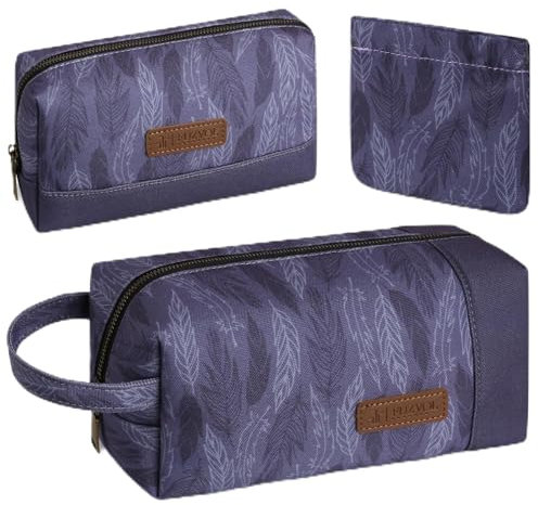 FUZVOL Trousse de Toilette, Lot de 3 Trousses de Maquillage en Toile, Trousse Toilette Femme Voyage, Imperméable Sac Cosmétique Organisateur de Voyage, Pattern 7