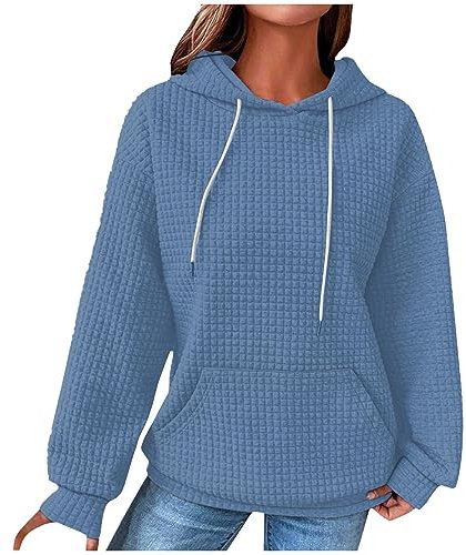Ladies Fashion Pink Palm Puff Hoodie Sweatshirt for Women - UK Size 14 - Blue L