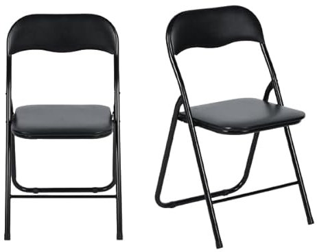 AVANTI TRENDSTORE Procida - 2x sedia pieghevole in tubolare d'acciaio nero con sedile e schienale imbottiti. Dimensioni LAP ca. 44x79x45 cm