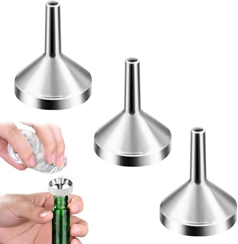 3 PCS Small Funnels for Filling Bottles, Mini Metal Funnels, Small Funnel Set, Silver Aluminium Mini Funnel, Stainless Steel Funneling for Essential Oil, Spices, Flask