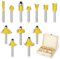 iDMRURvm 12tgl Fräsersatz Set für Holzbearbeitung 6mm Nutfräser Profilfräser für Oberfräse Holzfräser Fräser Bit Set mit Schraubenschlüssel