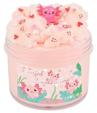 Axolotl Cloud Slime Pack Slime parfumé à faire soi-même pour garçons et filles, cadeaux de fête pour enfants de 8 à 12 ans, kit de slime pour filles de 8 à 12 ans, jouet axolotl pour enfants, jouet