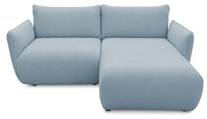 DOMO. collection Ecksofa Minas, kleines Modulsofa in L-Form mit Taschenfederkern und attraktiver Biese-Naht, Sofa, Polsterecke, Eckcouch 194 x 168 x 79 cm (BxTxH), hellblau