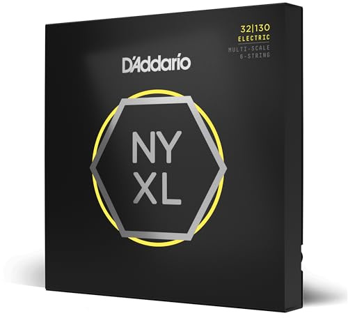 D'Addario NYXL Basssaiten NYXL32130MS, 32-130, 6-String | NYXL Basssaiten bieten überlegene Stärke, Stimmstabilität, starken Output, schnelle Ansprache und Nickelklang.