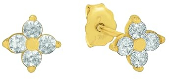 Amor Ohrstecker Damen Ohrschmuck, mit Zirkonia synth., 0,6 cm, Weiß, Blume, Kommt in Schmuck Geschenk Box, 2028114