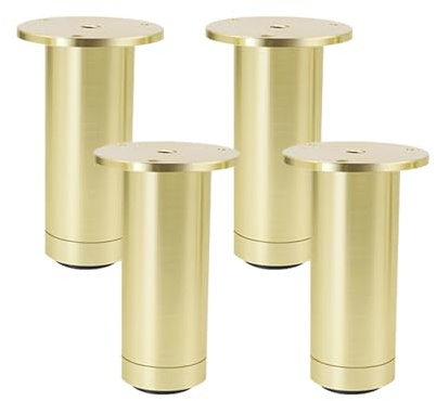 SZLXJMFL Möbelfüße Rund, 4 Stück Höhenverstellbar Möbelfüsse Gold Aluminiumlegierung | Gebürstet Oberfläche Höhe: 8-25cm Couchtischbeine Tischfüße Sofasfüße 12cm/4.7