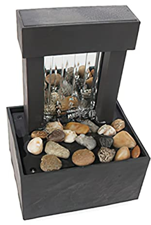 HAMPPLIES Fontana da Tavolo a Cascata in Resina per Interni, Decorazione Rilassante Flusso D’acqua Delicato, Adatta a Soggiorno, Ufficio e Camera da Letto