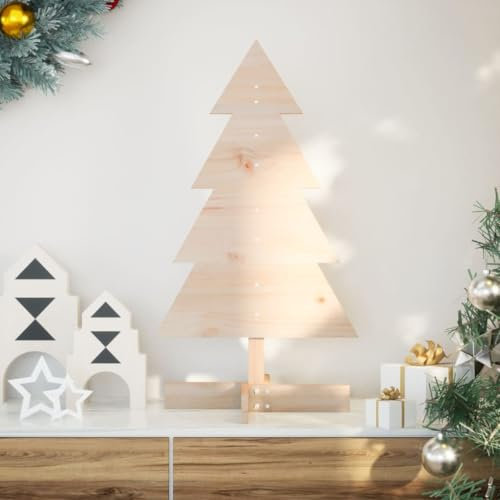 Furniture Item Home - Árbol de Navidad de madera para decoración de 80 cm, madera maciza de pino