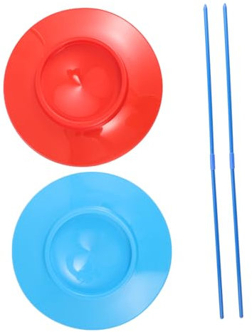 SUPVOX Assiette Chinoise De Jonglage 2Pcs avec BâTons - Accessoires De Performance pour FêTes Et Spectacles Facile À Utiliser