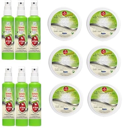 AL FARAS Insektenschutz Set 12tlg mit Tischtiegeln & Sprühflaschen | 12-teiliges Insektenschutz-Set mit 6 Sprays und 6 Tisch-Tiegeln – für Innenräume, Oberflächen, Terrasse und Camping.