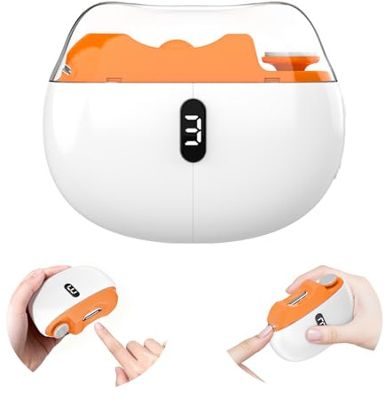 Coupe Ongle Electrique, 2026 Nouveau 3 en 1 Lime a Ongle Electrique Automatique, 3 Vitesses, Faible bruit avec lumière LED, Portable Coupe-ongles électrique Pour Bébés, Adultes, Personnes Âgées-Orange
