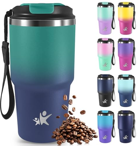 Mujigaga Termo Café 20oz, Vaso Térmico, Travel Mug, Cuerda Removible, Termo Para Cafe, Antifugas, Vaso Termico Cafe de Acero Inoxidable Para Agua Caliente y Té De y Fría