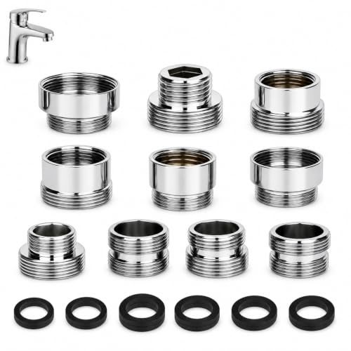 10 Pcs Tap Adapter for Kitchen Sink, Universal Tap Adapter Kit, Hose Connector and Faucet Aerator Connector Set for Garden Hose, Sink Sprayer, Water Filter, Household Plumbing, Watering and Cleaning