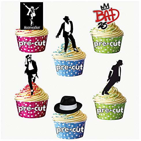Michael Jackson Partymix Cupcake-Aufsetzer/Kuchen-Dekorationen (12 Stück)