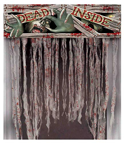 Guirca Halloween Vorhang für Tür mit Zombiemotiv Horror Zombie Deko für Türen 95x135 cm