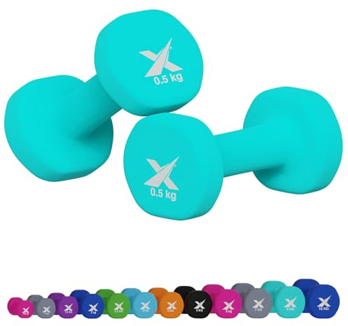 Xn8 Neoprene Dumbbells Set of 2 – Non-Slip Hand Weights for Women & Men – Free Weights for Home Gym, Aerobics, Fitness & Strength Training – Ergonomic Dumbbell Pair (0.5kg to 10kg)